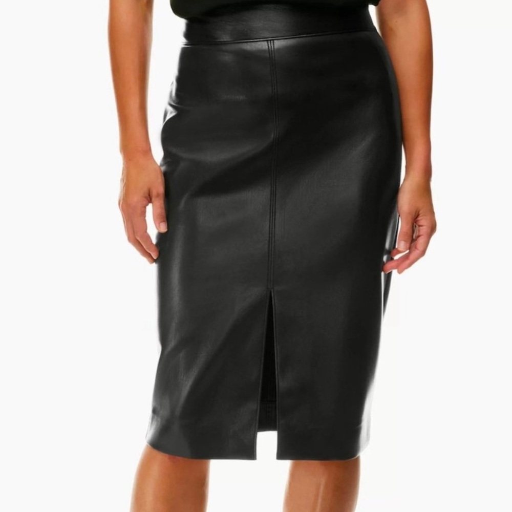 Aritzia Babaton Vegan Leather Skirt Pegu Black Size 2 (XS) Like New - Picture 2 of 12